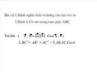 Bài giảng khối 11 môn Hình Bài 2: Hai đường thẳng vuông góc