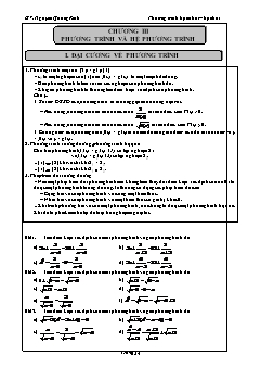 Bài giảng lớp 10 môn Đại số - Chương III: Phương trình và hệ phương trình