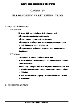 Bài giảng lớp 10 môn Đại số - Chương IV: Bất đẳng thức và bất phương trình