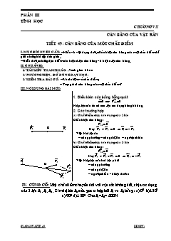 Bài giảng lớp 10 môn Đại số - Tiết 49 : Cân bằng của một chất điểm