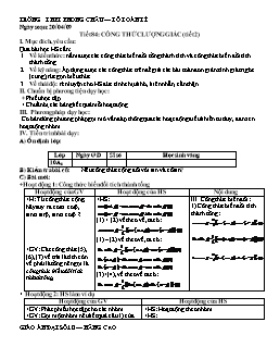 Bài giảng lớp 10 môn Đại số - Tiết 84: Công thức lượng giác (tiết 2)