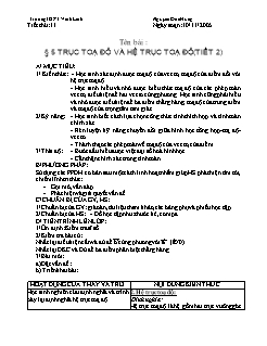 Bài giảng lớp 10 môn Đại số - Tuần 11 - Bài 5: Trục toạ độ và hệ trục toạ độ (tiết 2)