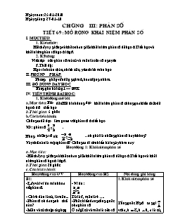 Bài giảng lớp 6 môn học Đại số - Tiết 69: Mở rộng khái niệm phân số