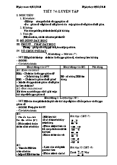 Bài giảng lớp 6 môn học Đại số - Tiết 74: Luyện tập