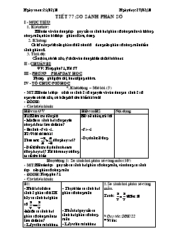 Bài giảng lớp 6 môn học Đại số - Tiết 77: So sánh phân số