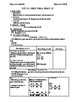 Bài giảng lớp 6 môn học Đại số - Tiết 84: Phép nhân phân số