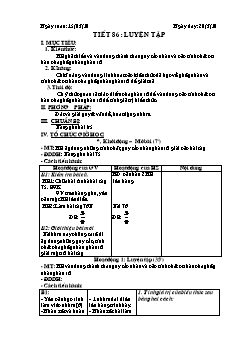 Bài giảng lớp 6 môn học Đại số - Tiết 86: Luyện tập