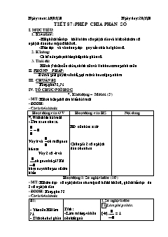 Bài giảng lớp 6 môn học Đại số - Tiết 87: Phép chia phân số