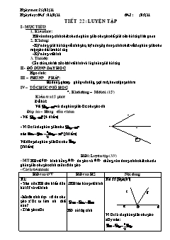 Bài giảng lớp 6 môn học Hình học - Tiết 22: Luyện tập