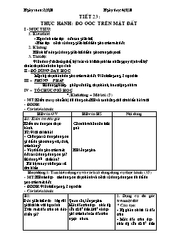 Bài giảng lớp 6 môn học Hình học - Tiết 23: Thực hành: Đo góc trên mặt đất