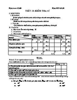 Bài giảng lớp 6 môn học Hình học - Tiết 28: Kiểm tra 45 phút