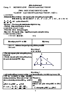 Bài giảng lớp 9 môn Hình học - Tiết 1: Một số hệ thức về cạnh và đường cao trong tam giác vuông ( tiết 1)