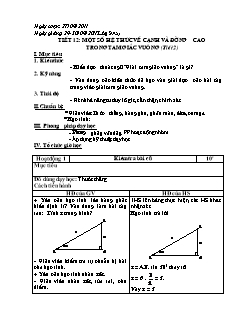 Bài giảng lớp 9 môn Hình học - Tiết 12: Một số hệ thức về cạnh và đường cao trong tam giác vuông (tiết 2)