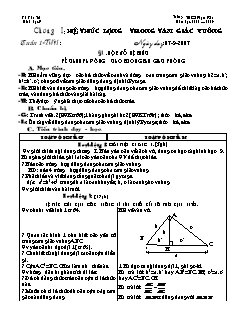 Bài giảng lớp 9 môn Hình học - Tuần 1 - Tiết 1 - Bài 1: Một số hệ thức về cạnh và đường cao trong tam giác vuông