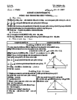 Bài giảng lớp 9 môn Hình học - Tuần 2 - Tiết 2 - Một số hệ thứcvề cạnh và đường cao trong tam giác vuông (tiếp theo)