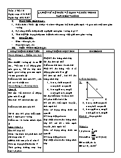 Bài giảng lớp 9 môn Hình học - Tuần 5 - Tiết 10 - Bài 4: Một số hệ thức về cạnh và góc trong tam giác vuông