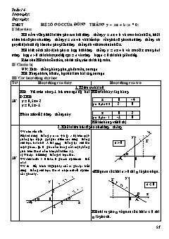 Bài giảng lớp 9 môn học Đại số - Tuần 14 - Tiết 27: Hệ số góc của đường thẳng y = ax + b (a # 0)