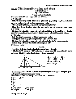 Bài giảng lớp 9 môn học Hình học - Giải tam giác vuông mở rộng