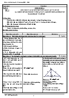 Bài giảng lớp 9 môn học Hình học - Tiết 1 - Bài 1: Một số hệ thức về cạnh và đường cao trong tam giác vuông (Tiết 3)