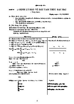 Bài giảng môn Đại số lớp 10 - Tiết 70 - Bài 5: Định lý đảo về dấu tam thức bậc hai ( tiếp theo)