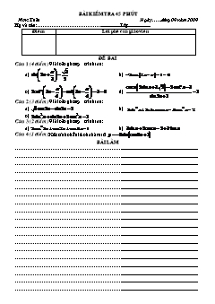 Bài giảng môn Đại số lớp 11 - Bài kiểm tra 45 phút