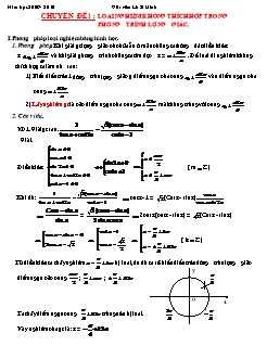 Bài giảng môn Đại số lớp 11 - Chuyên đề 1: Loại nghiệm không thích hợp trong phương trình lượng giác