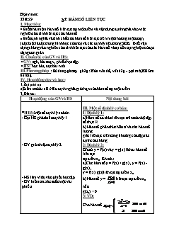 Bài giảng môn Đại số lớp 11 - Tiết: 59 - Bài 3: Hàm số liên tục