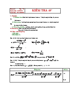 Bài giảng môn Đại số lớp 11 - Tuần 33 - Tiết 72: Kiểm tra 45 phút