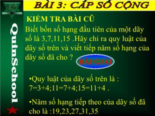 Bài giảng môn Đại số lớp 12 - Bài 3: Cấp số cộng (Tiếp theo)