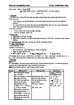 Bài giảng môn Đại số lớp 12 - Bài 8 - Tiết 43: Hệ phương trình mũ - Lôgarit