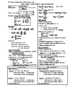 Bài giảng môn Đại số lớp 12 - Lũy thừa – hàm số mũ , hàm số logarit