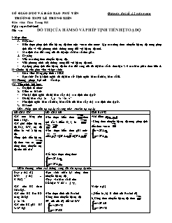 Bài giảng môn Đại số lớp 12 - Tiết : 10: Đồ thị của hàm số và phép tịnh tiến hệ toạ độ