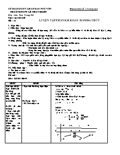 Bài giảng môn Đại số lớp 12 - Tiết : 16: Luyện tập phần khảo sát hàm đa thức