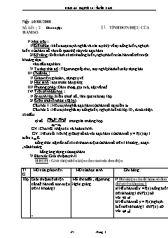 Bài giảng môn Đại số lớp 12 - Tiết 2 - Bài 1: Tính đơn điệu của hàm số