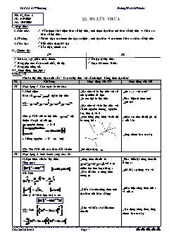 Bài giảng môn Đại số lớp 12 - Tiết 23 - Tuần 8 - Bài 2: Hàm số lũy thừa