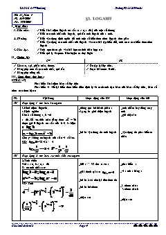 Bài giảng môn Đại số lớp 12 - Tiết 25 - Tuần 9 - Bài 3: Logarit