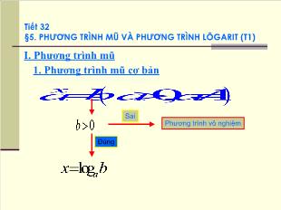 Bài giảng môn Đại số lớp 12 - Tiết 32 - Bài 5: Phương trình mũ và phương trình lôgarit (tiết 1)