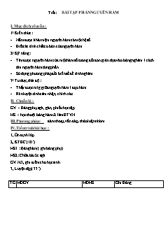 Bài giảng môn Giải tích lớp 12 - Bài tập phần nguyên hàm