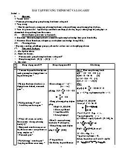Bài giảng môn Giải tích lớp 12 - Tiết 1: Bài tập phương trình mũ và logarit