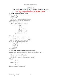 Bài giảng môn Hình học 12 - Bài 1: Hệ toạ độ trong không gian