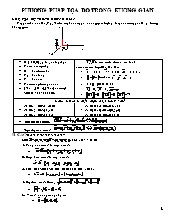 Bài giảng môn Hình học 12 - Phương pháp tọa độ trong không gian