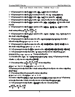 Bài giảng môn Hình học khối 12 - Bài tập phần phương trình mặt cầu