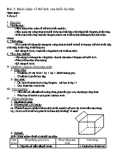 Bài giảng môn Hình học lớp 12 - Bài 3: Khái niệm về thể tích của khối đa diện