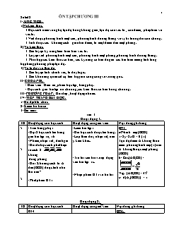 Bài giảng môn Hình học lớp 12 - Số tiết 2: Ôn tập chương III