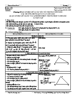 Bài giảng môn Hình học lớp 7 - Tuần 27 - Tiết 47 - Bài 1:  Quan hệ giữa góc và cạnh đối diện trong một tam giác, luyện tập