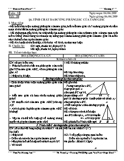 Bài giảng môn Hình học lớp 7 - Tuần 32 - Tiết 58 - Bài 6:  Tính chất ba đường phân giác của tam giác