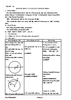 Bài giảng môn Hình học lớp 9 - Tiết 20 - 21: Đường kính và dây của đường tròn