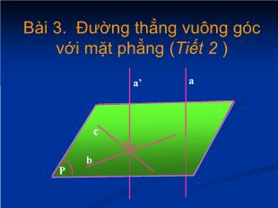 Bài giảng môn Hình khối 11 Bài 3: Đường thẳng vuông góc với mặt phẳng (Tiết 2 )