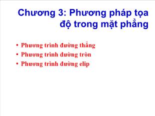 Bài giảng môn Toán học 10 - Phương pháp tọa độ trong mặt phẳng