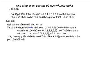 Bài giảng môn Toán học lớp 11 - Bài tập: Tổ hợp và xác suất